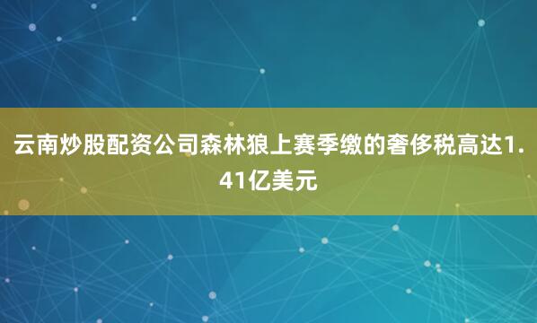 云南炒股配资公司森林狼上赛季缴的奢侈税高达1.41亿美元