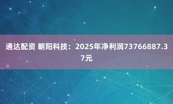 通达配资 朝阳科技:2025年净利润73766887.37元